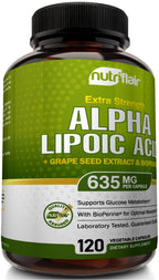 NutriFlair Alpha Lipoic Acid 600mg with Grape Seed & BioPerine - 120 Capsules - image 5