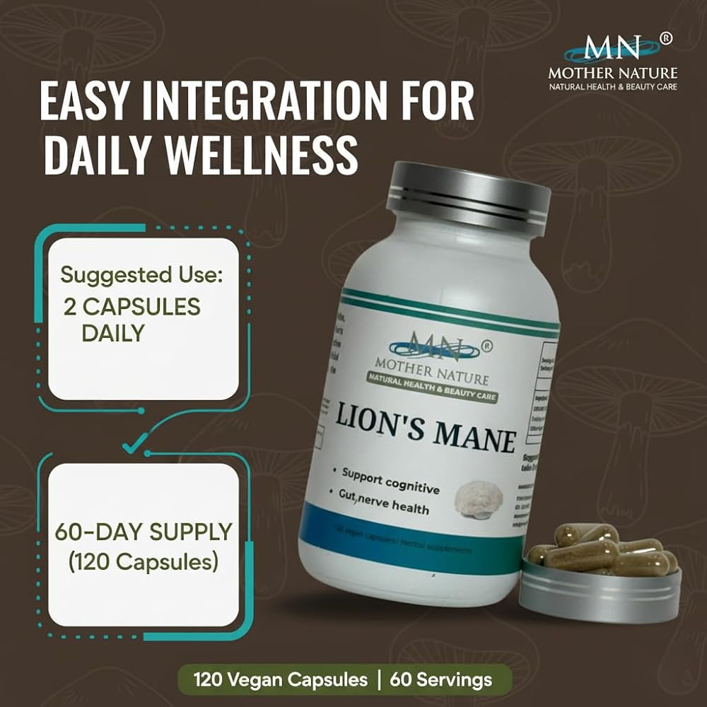 Mn Mother Nature Inc Mother Nature Lion's Mane Mushroom 1000mg - 120 Capsules - image 3