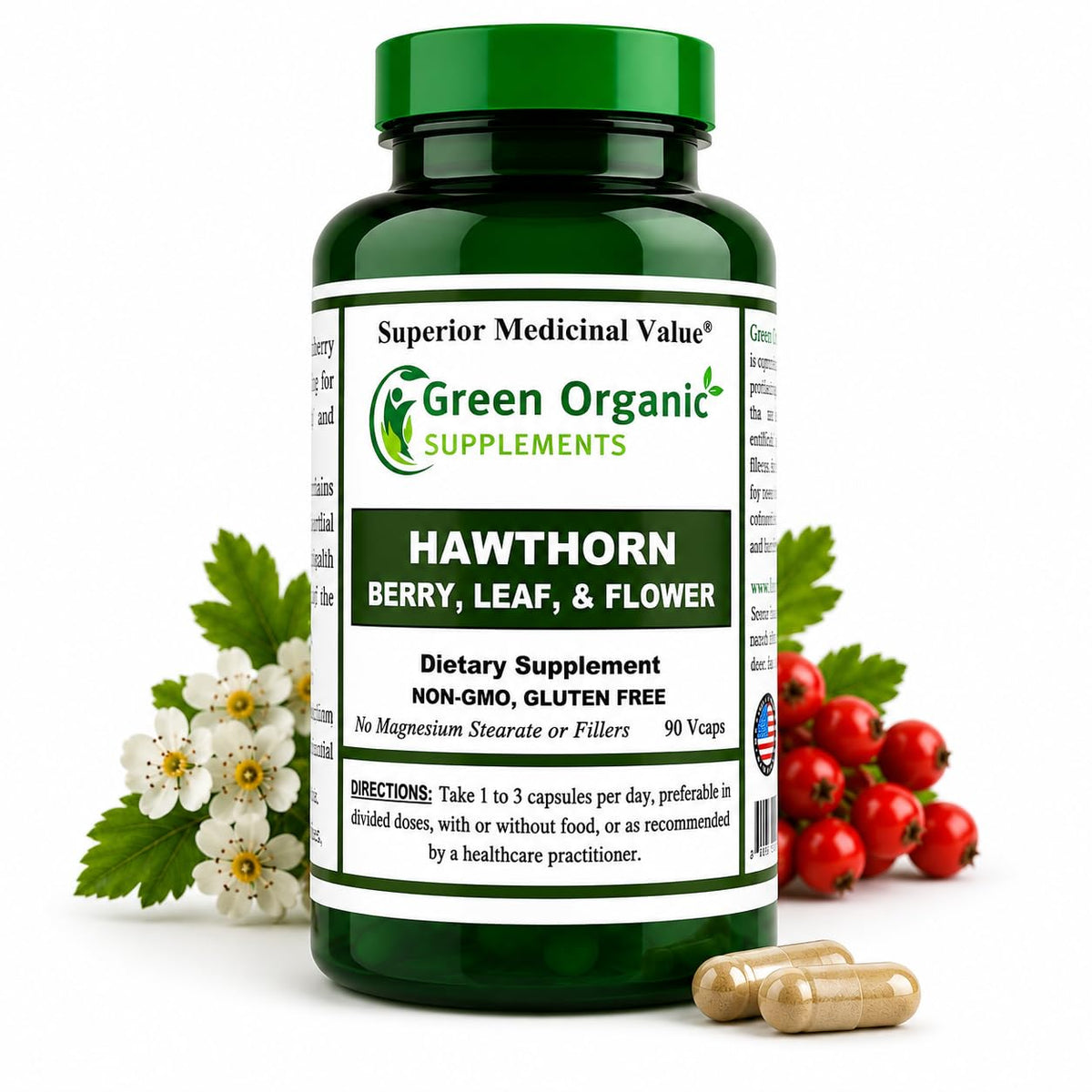 Green Organic Supplements Hawthorn Berry Capsules - 90 Capsules