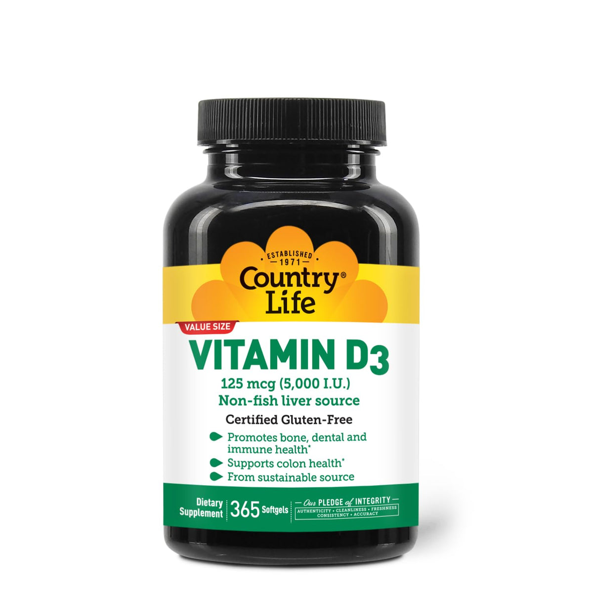 Country Life Vitamin D3 5000 IU - 365 Softgels