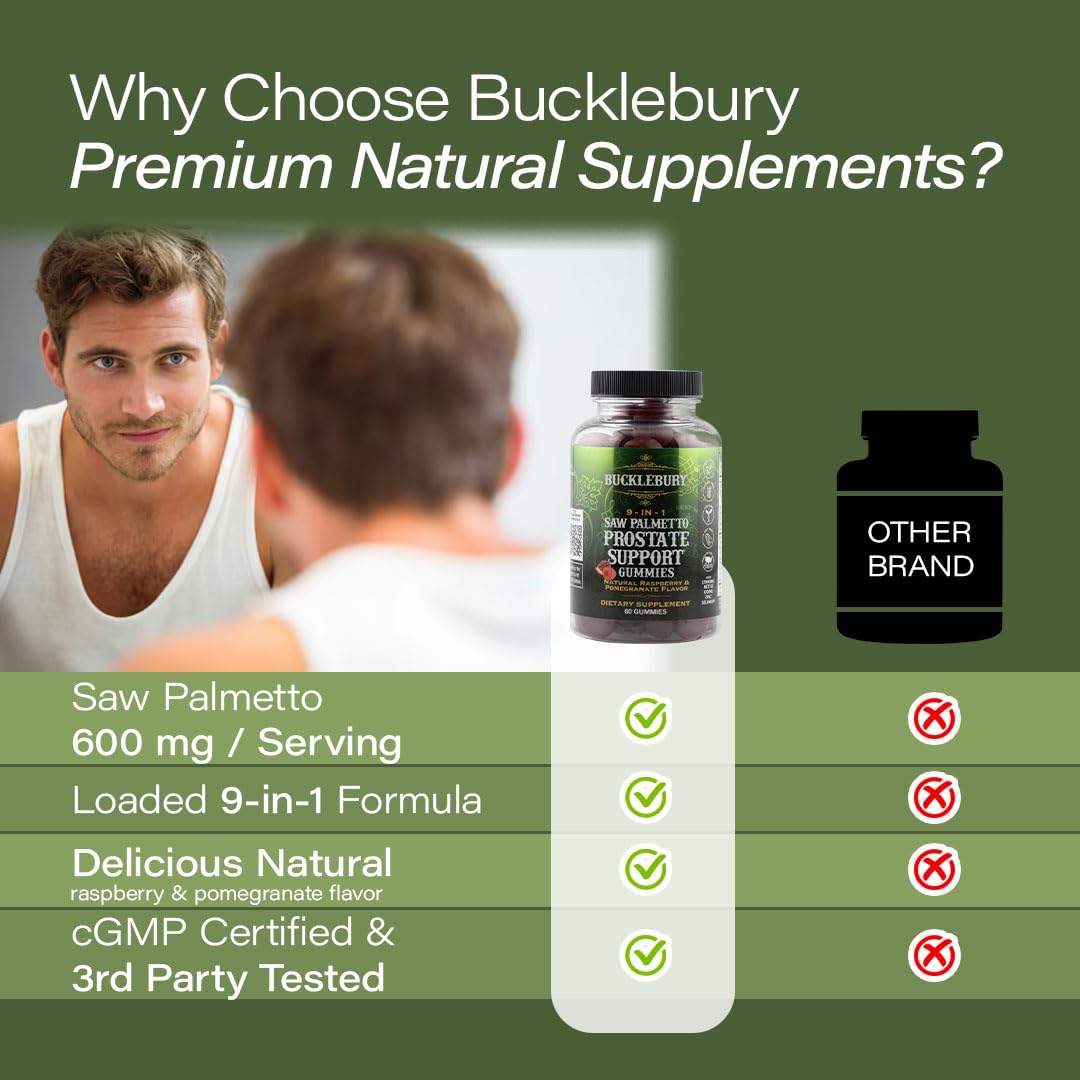 BUCKLEBURY Saw Palmetto 9-in-1 Gummies for Prostate Support - 60 Gummies - image 4