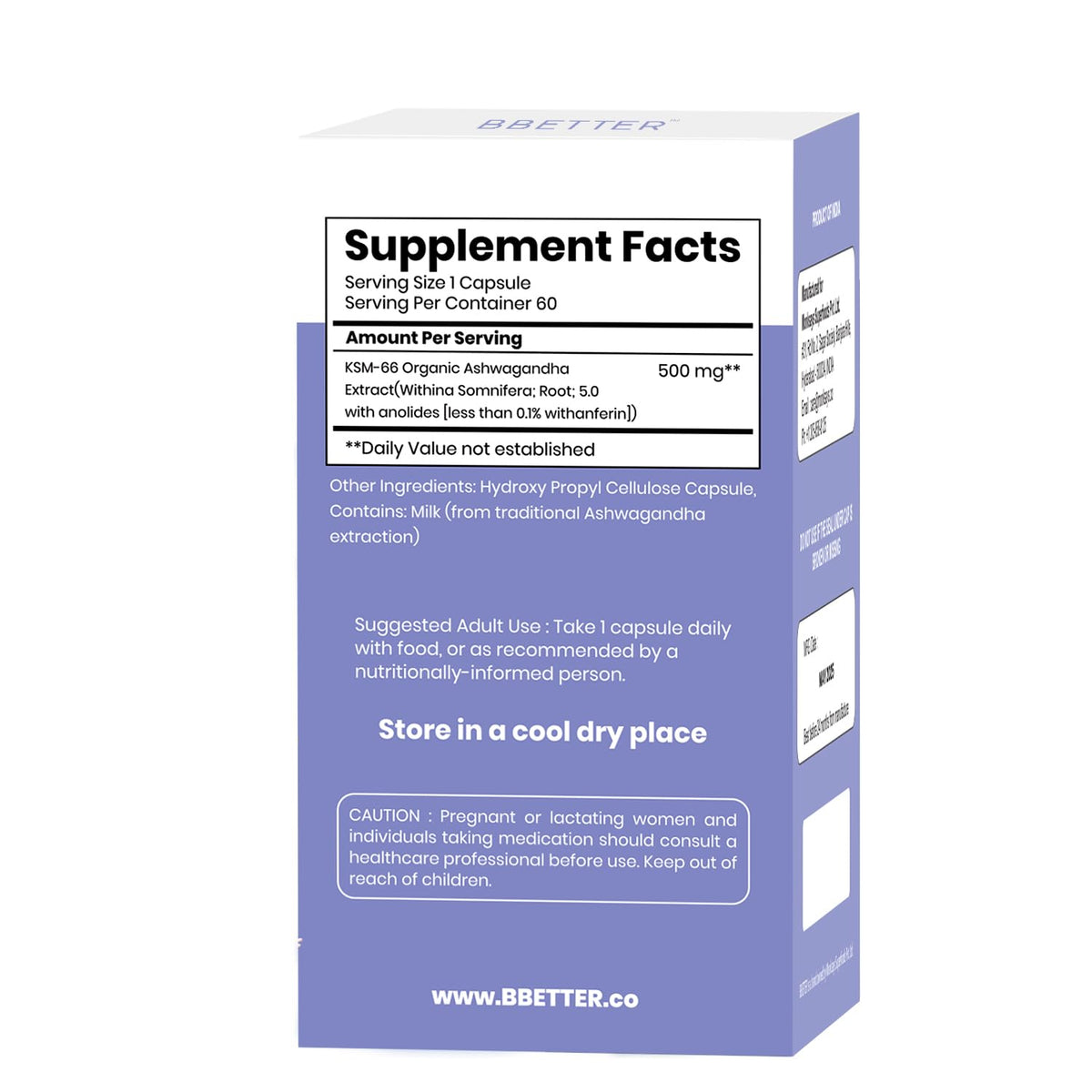 BBETTER Ashwagandha KSM 66 Capsules 600mg Lab Tested Ashvagandha