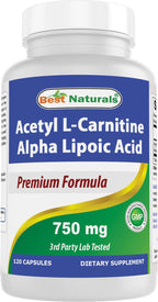 Best Naturals Acetyl L-Carnitine Alpha Lipoic Acid 750 mg - 120 Capsules