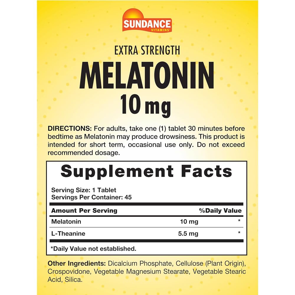 Sundance Vitamins Melatonin 10 mg - 45 Tablets - image 2
