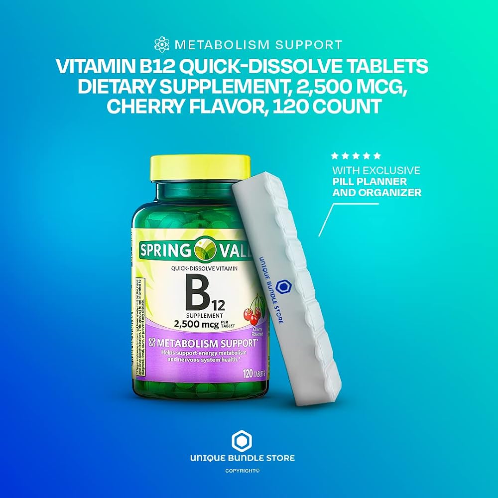 Unique Bundle Spring Valley Vitamin B12 2500 mcg Quick-Dissolve - 120 Tablets - image 2