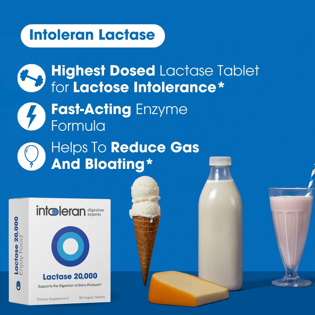 Intoleran Lactase 20,000 Digestive Enzymes - 50 Tablets - image 3