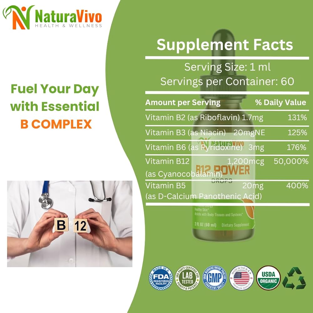 NaturaVivo B12 Power Drops Vitamin B Complex for Energy - 2 Fl Oz - image 4