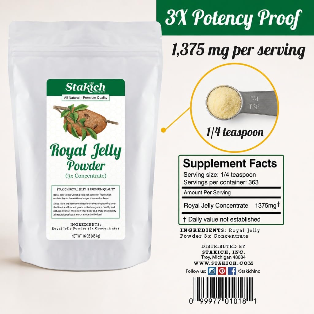 Stakich Royal Jelly Powder 3X Concentrate Freeze Dried - 1 lb - image 4