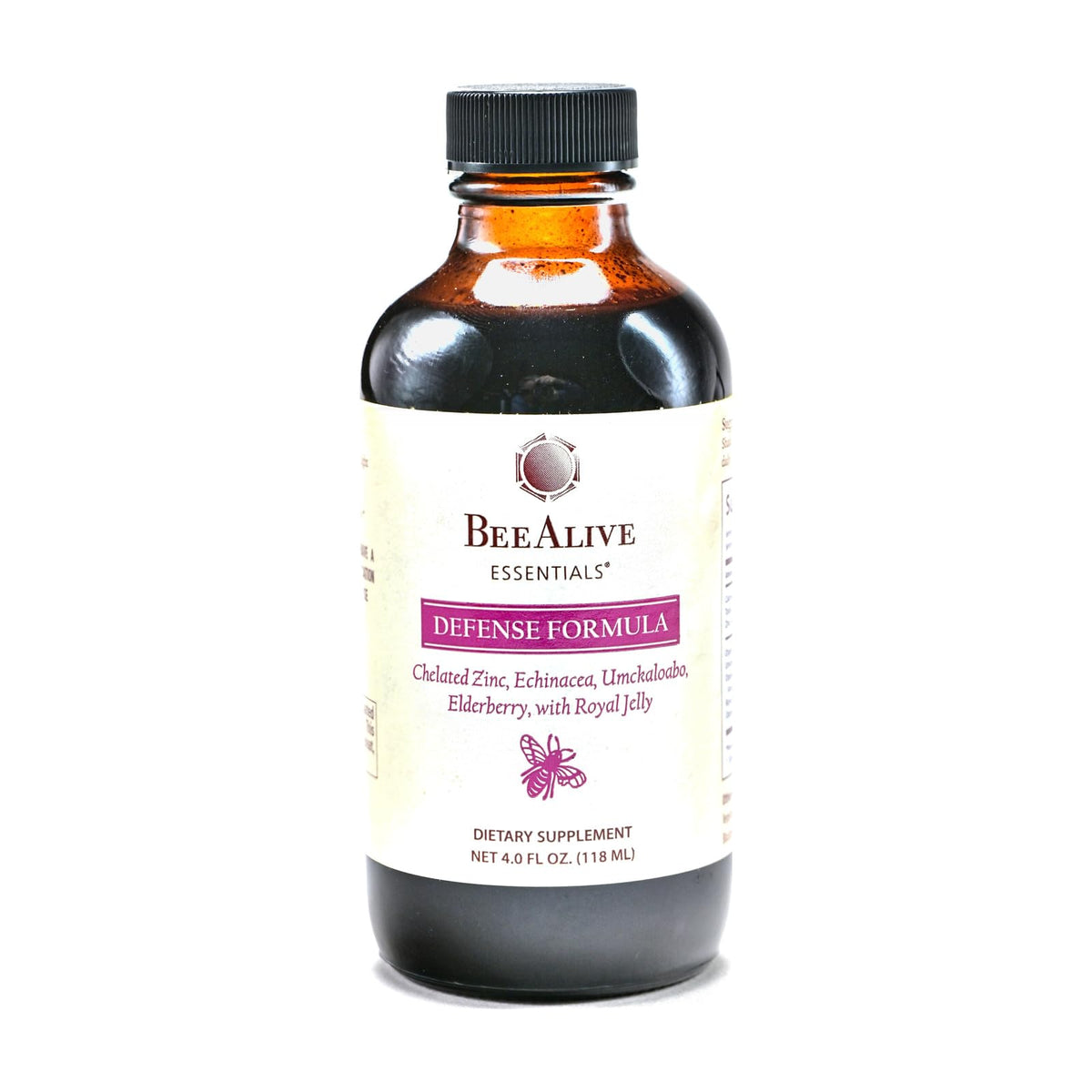 BeeAlive Defense Formula with Zinc, Echinacea & Elderberry - 4 Fl Oz