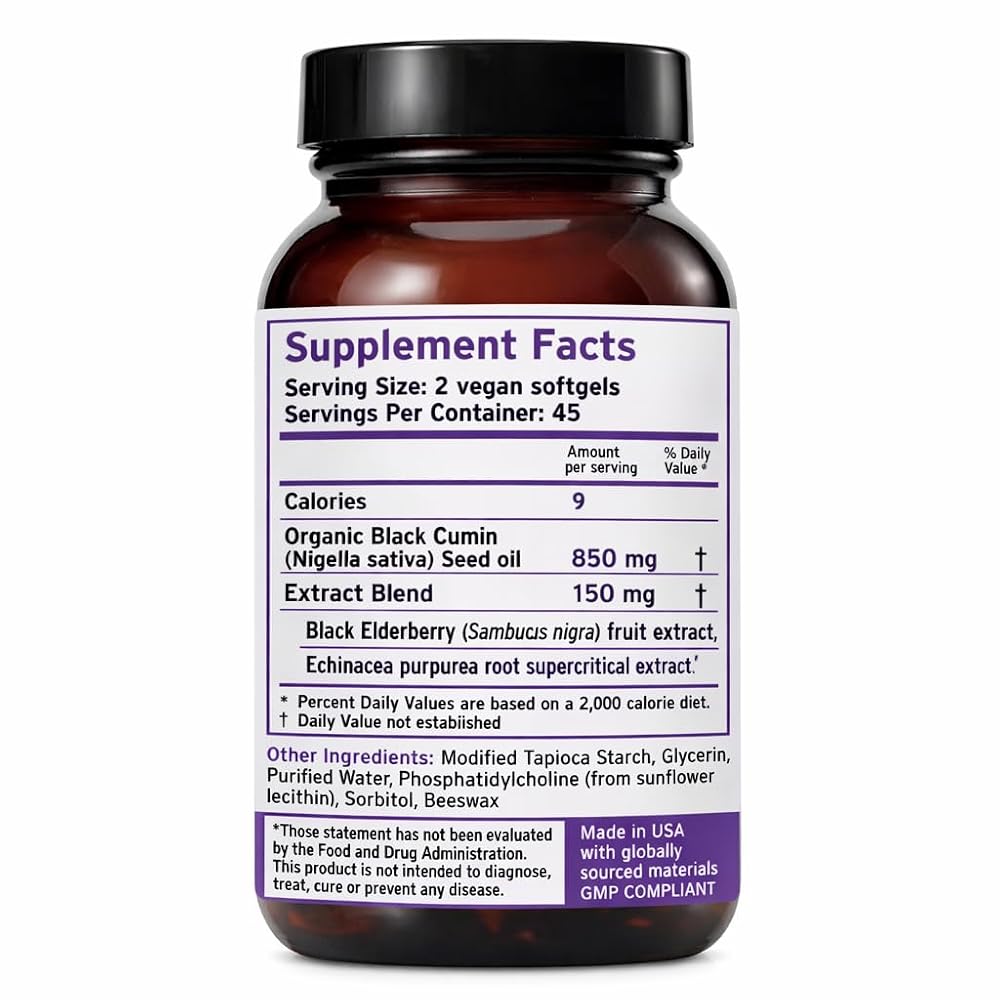 Zatik Naturals Elderberry Echinacea Black Seed Oil - 90 Softgels - image 2