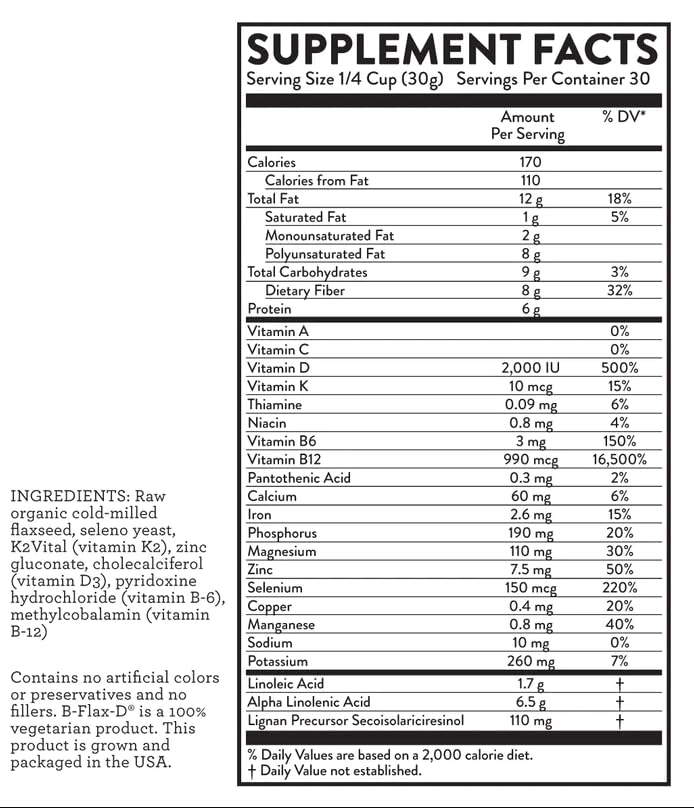THE HALLELUJAH DIET Hallelujah Diet B-Flax-D Powder Organic Flax Seed - 32oz - image 2