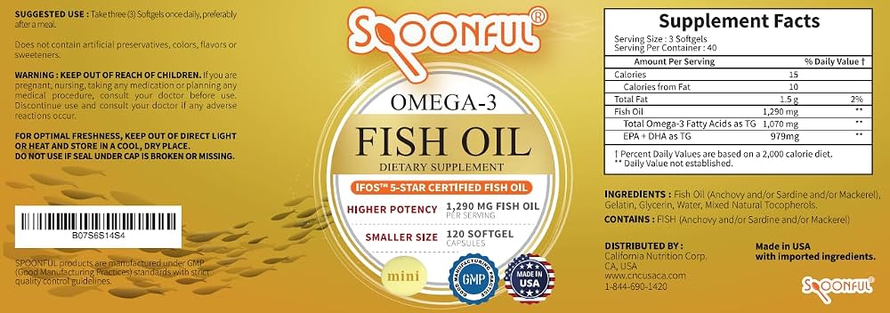 Spoonful Mini Omega 3 Fish Oil iFOS Certified - 120 Softgels - image 3