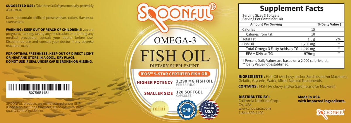 Spoonful Mini Omega 3 Fish Oil iFOS Certified - 120 Softgels - image 3