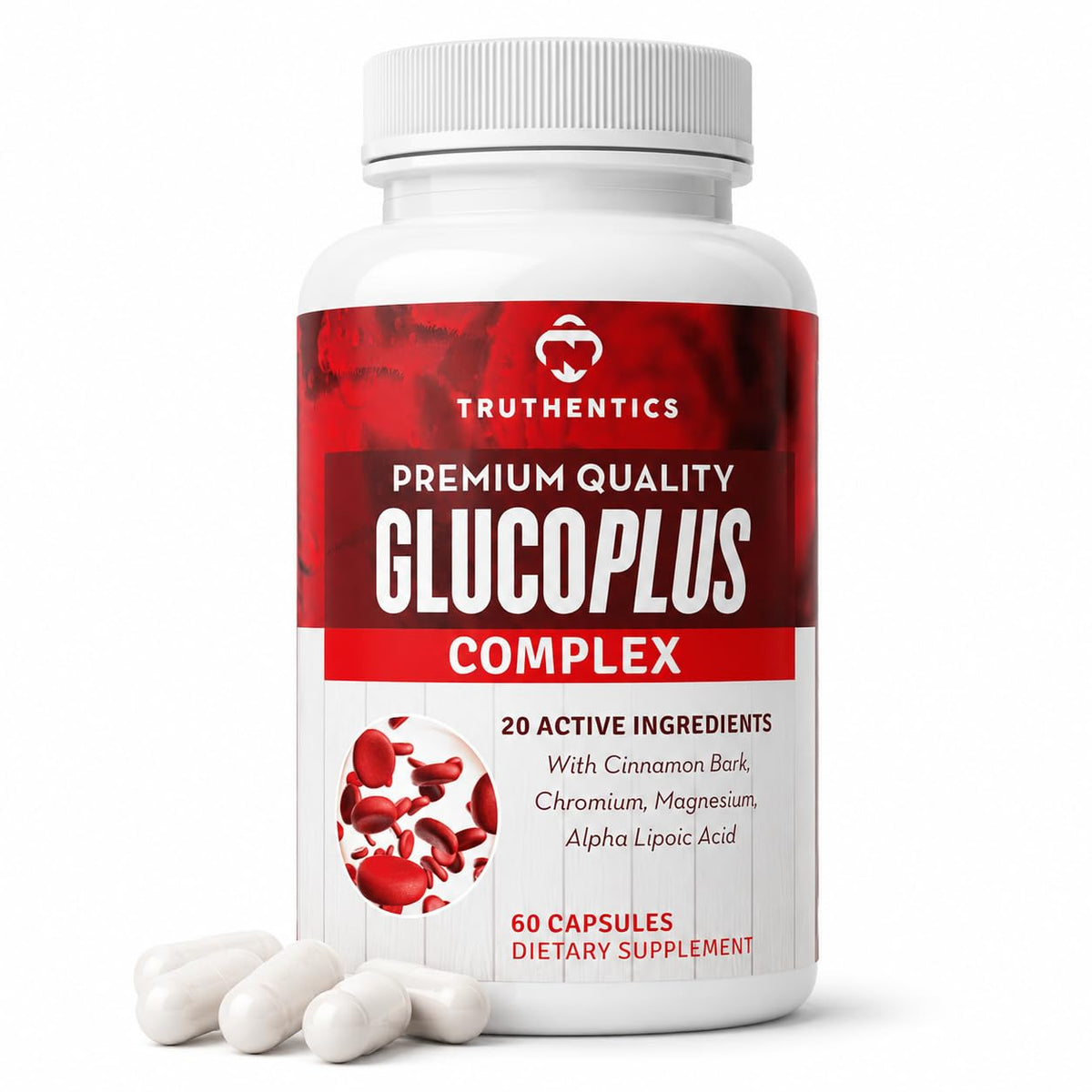 TRUTHENTICS GlucoPlus Metabolic Support Supplement - 60 Vegetarian Capsules
