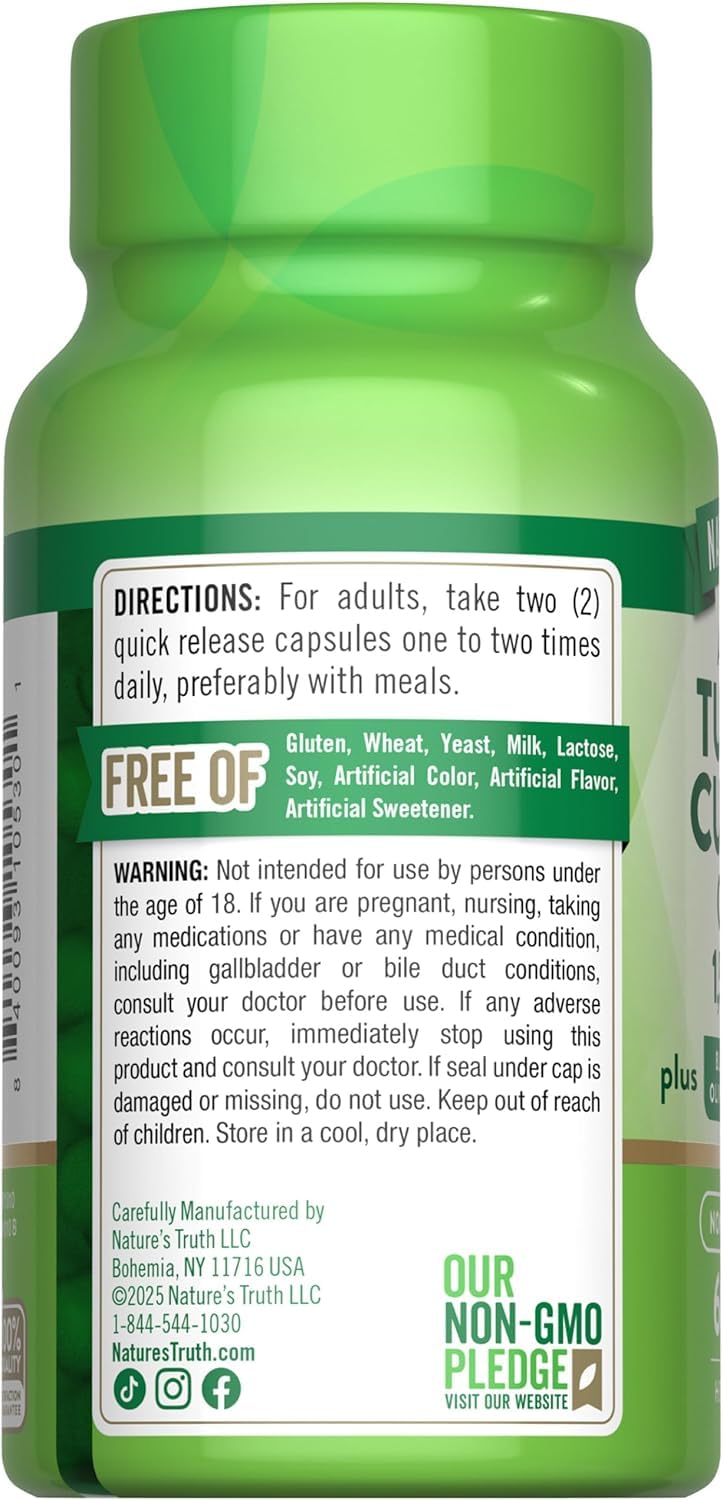 Nature's Truth Advanced Turmeric Curcumin Complex 1500 mg - 120 Capsules - image 3