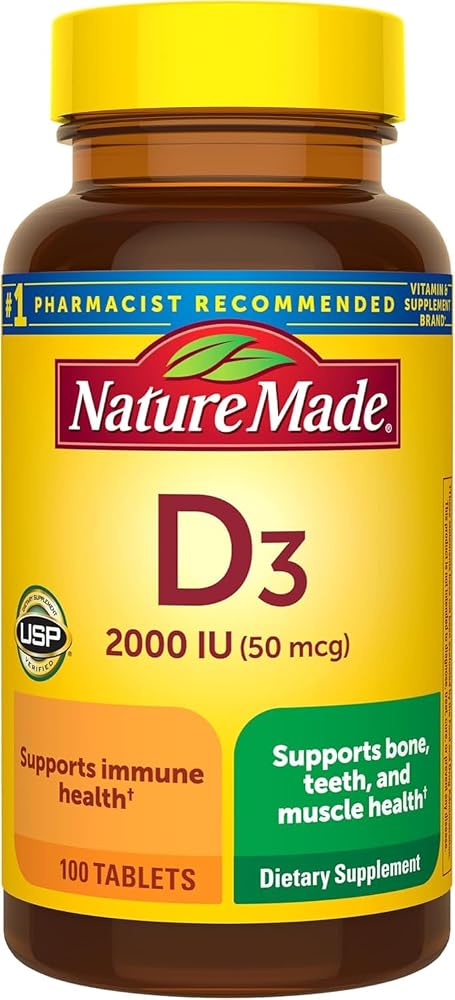 Nature Made Vitamin D3 2000 IU with Calcium - 100 Tablets