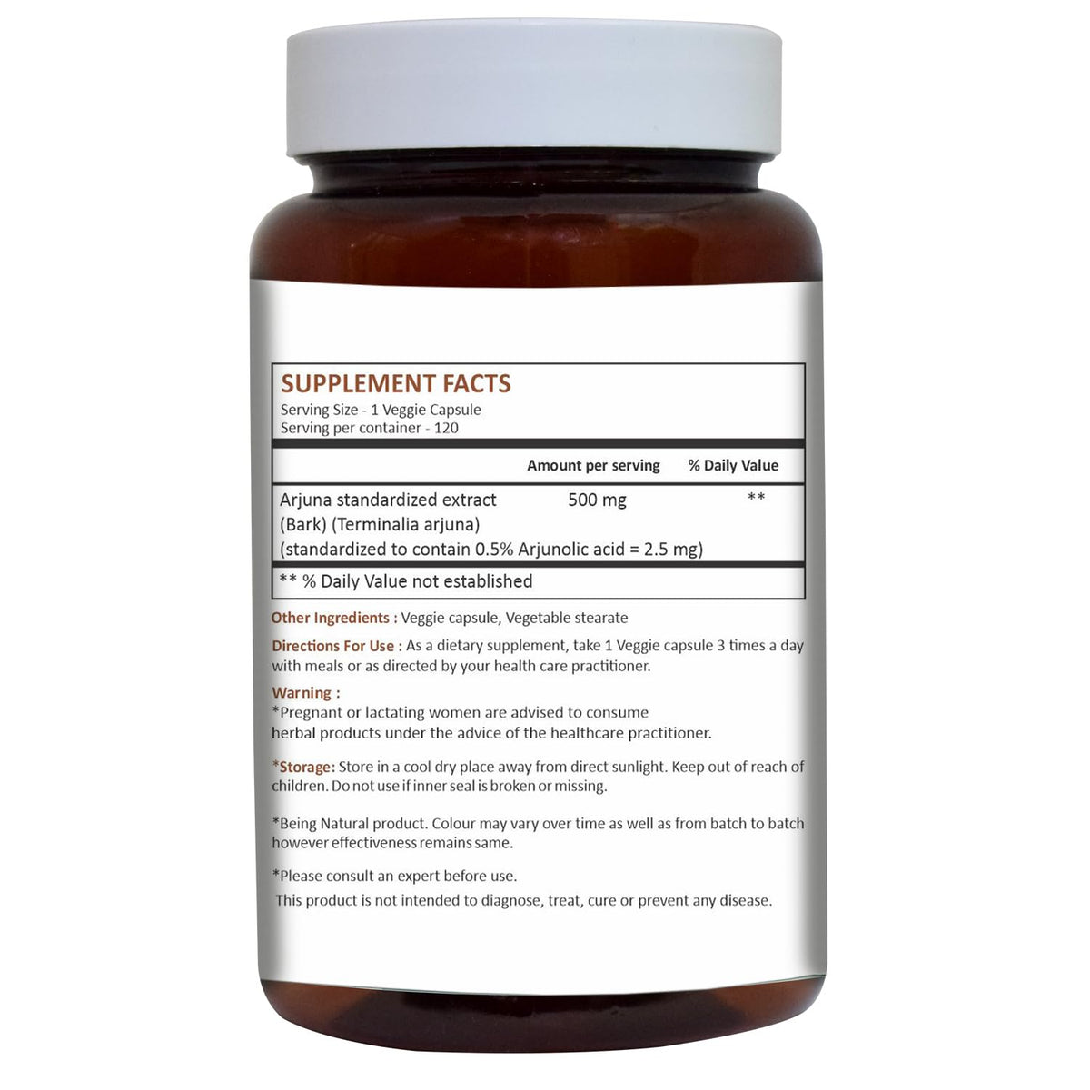HERBAL HILLS Arjuna Capsules 500 mg - 120 Capsules - image 2