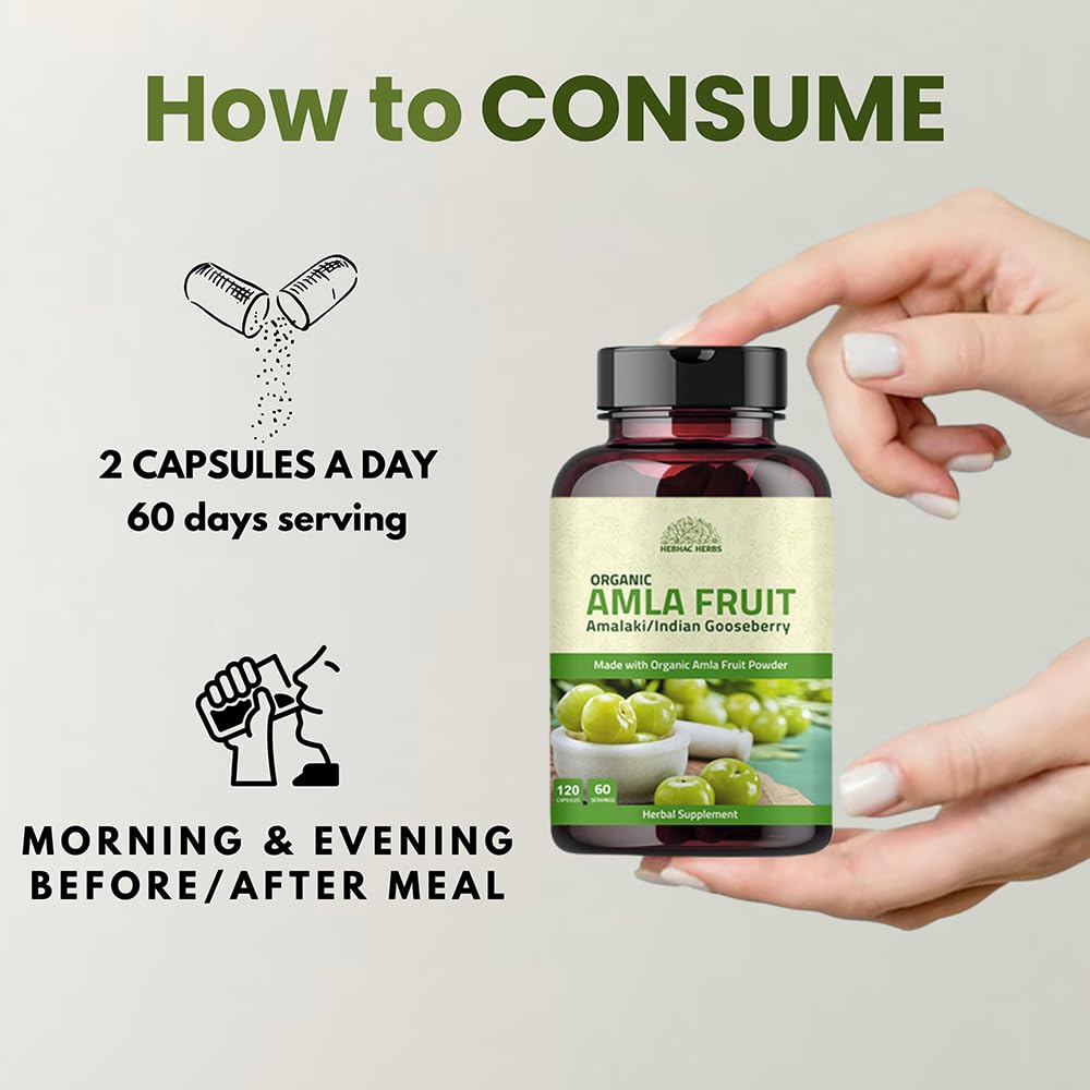 Hebhac Herbs Amla Capsules Vitamin C Supplement - 120 Capsules - image 3