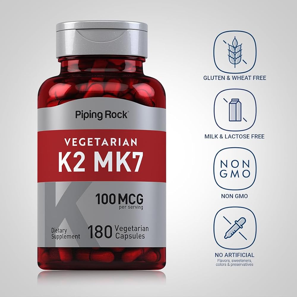Piping Rock K2 MK7 Vitamin Supplement 100 mcg - 180 Vegetarian Capsules - image 3