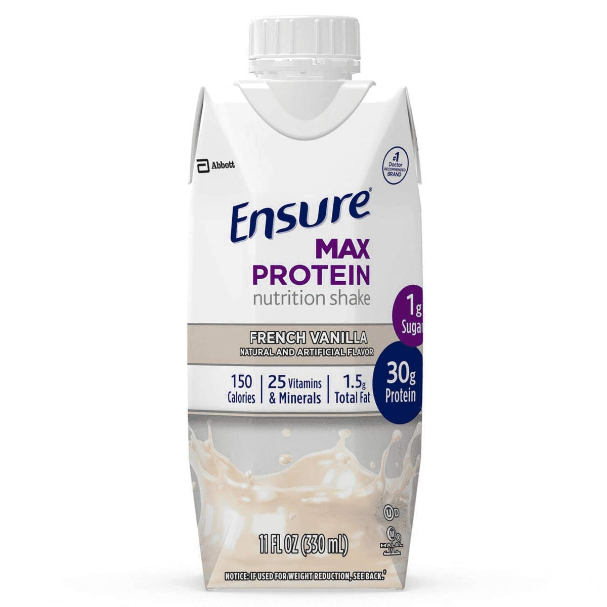 Ensure Max Protein Nutrition Shake French Vanilla - 4 Cartons