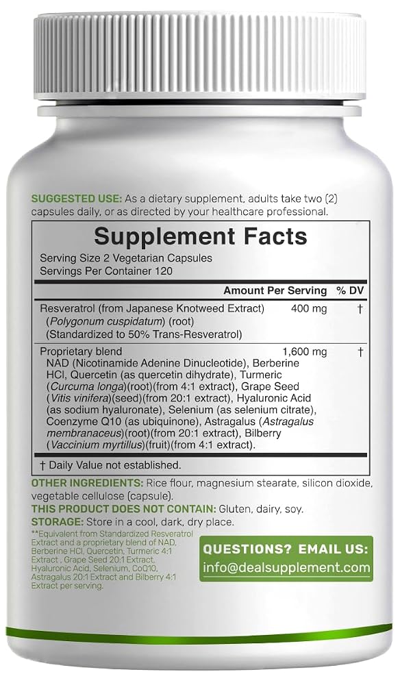 DEAL SUPPLEMENT Resveratrol Complex - 240 Vegetarian Capsules - image 6