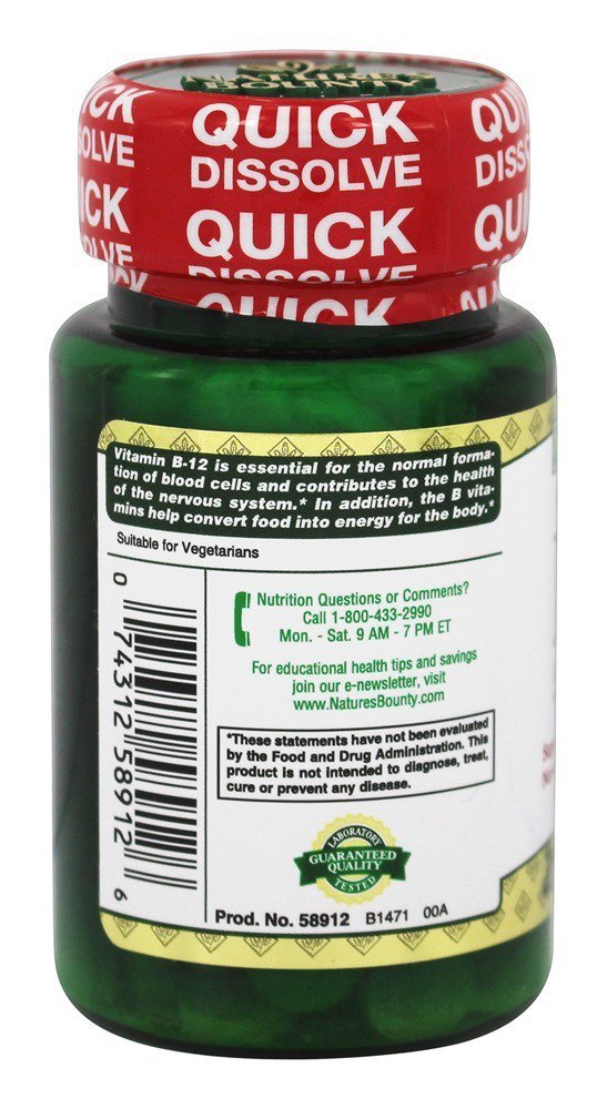 Nature's Bounty B-12 5000 mcg Quick Dissolve Tablets for Energy - 80 Tablets - image 3