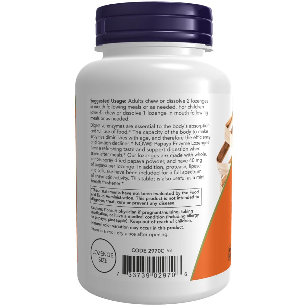 Now Foods Supplements, Papaya Enzyme with Mint and Chlorophyll