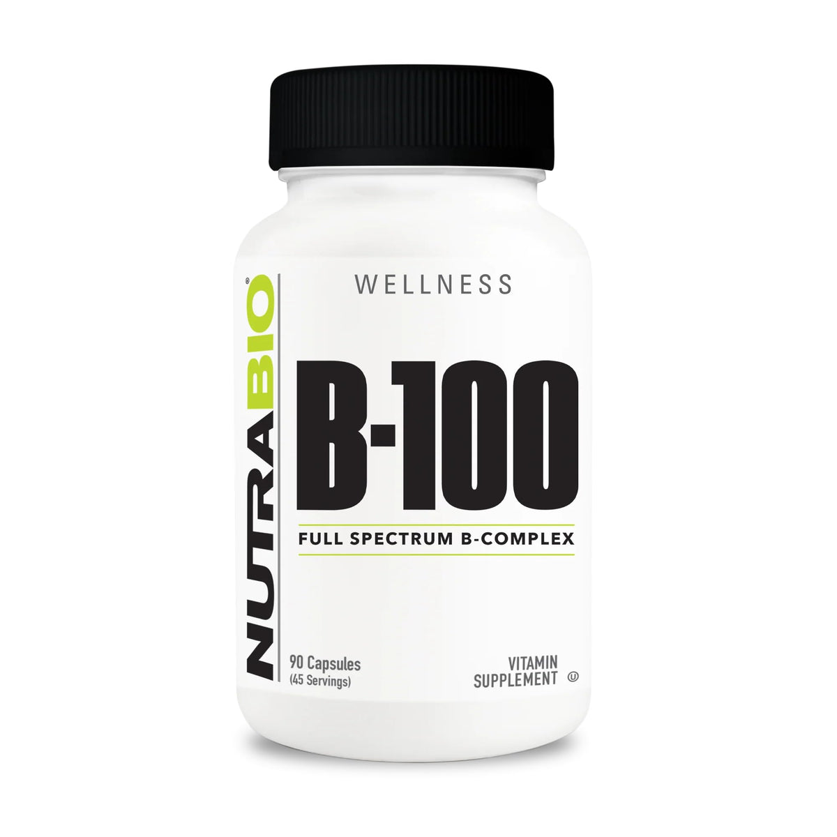 NutraBio B-100 B Vitamin Complex - 90 Vegetable Capsules
