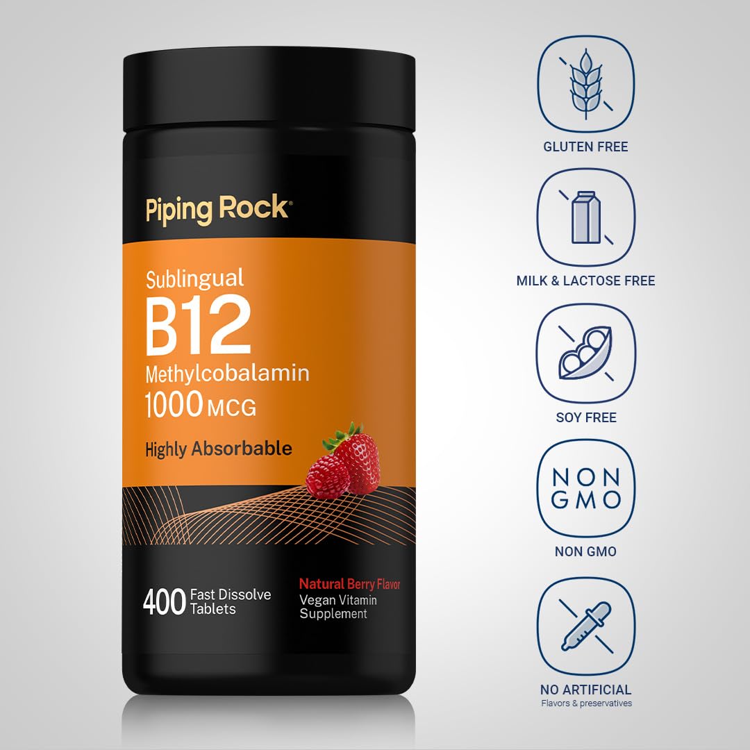 Piping Rock Vitamin B12 1000 mcg Sublingual Tablets - 400 Count - image 3