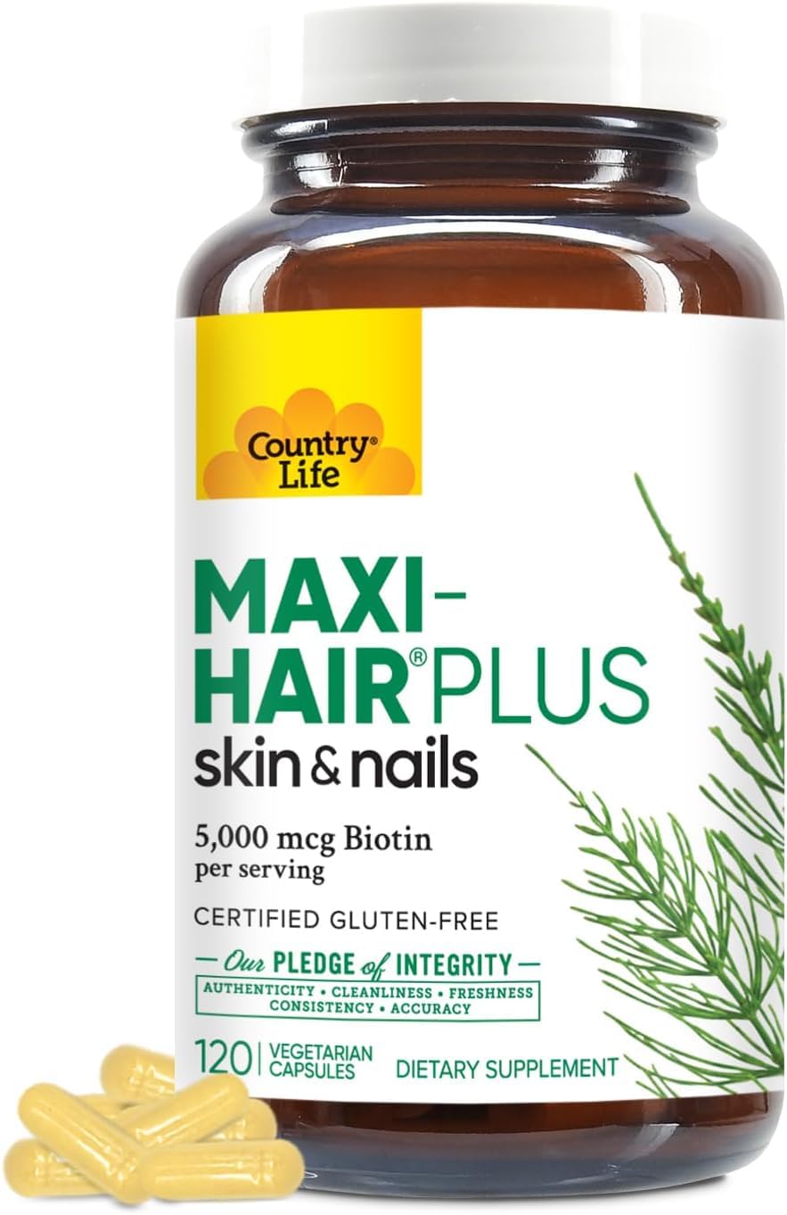 Country Life Maxi-Hair Plus Biotin 5,000 mcg - 120 Capsules