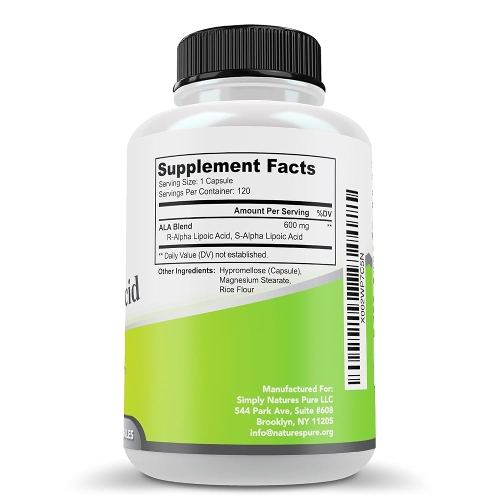 Simply Natures Pure Astragalus Alpha Lipoic Acid 600mg Capsules - image 8