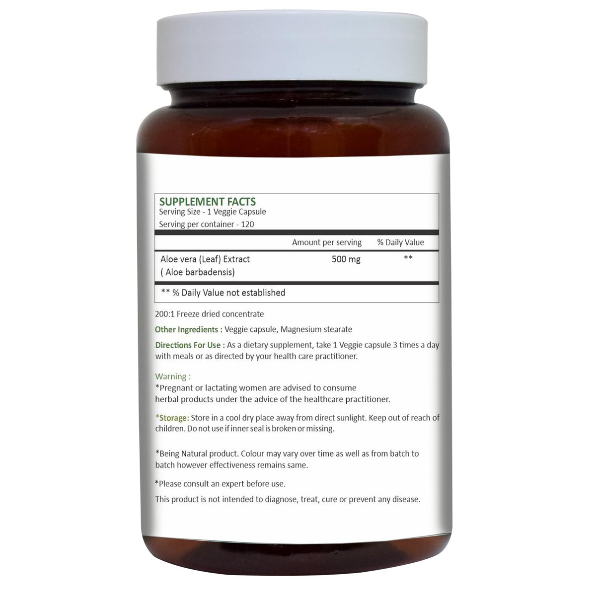 HERBAL HILLS Aloe Vera Capsules 500 mg - 120 Capsules - image 2
