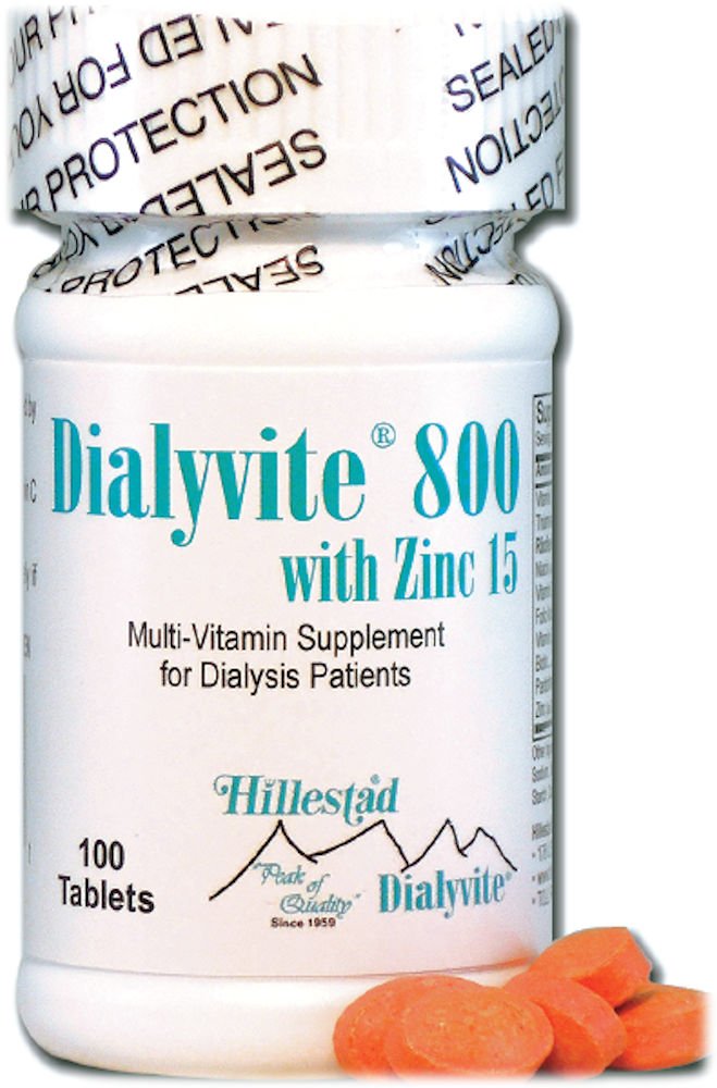 Dialyvite 800 with Zinc 15 mg Renal Supplement - 100 Tablets