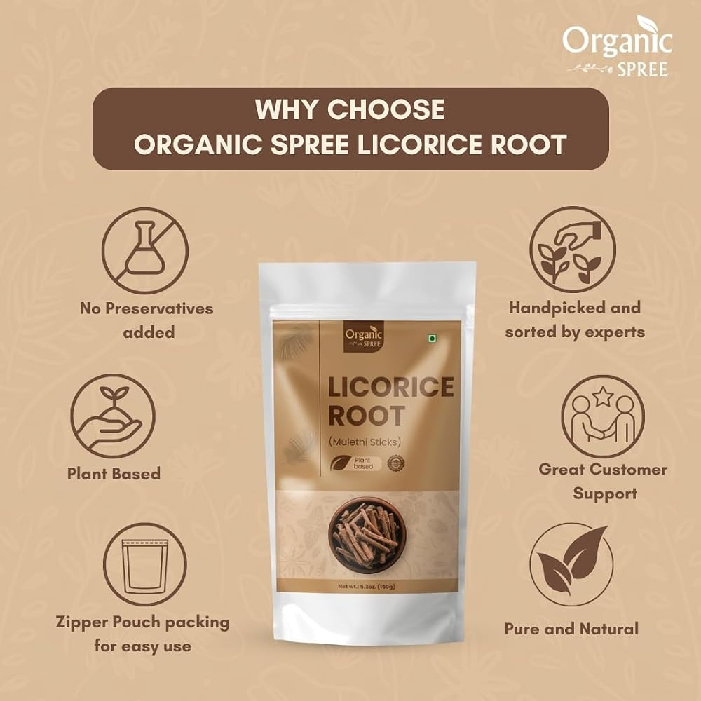 ORGANIC SPREE Licorice - Mulethi Sticks - Pure and Natural