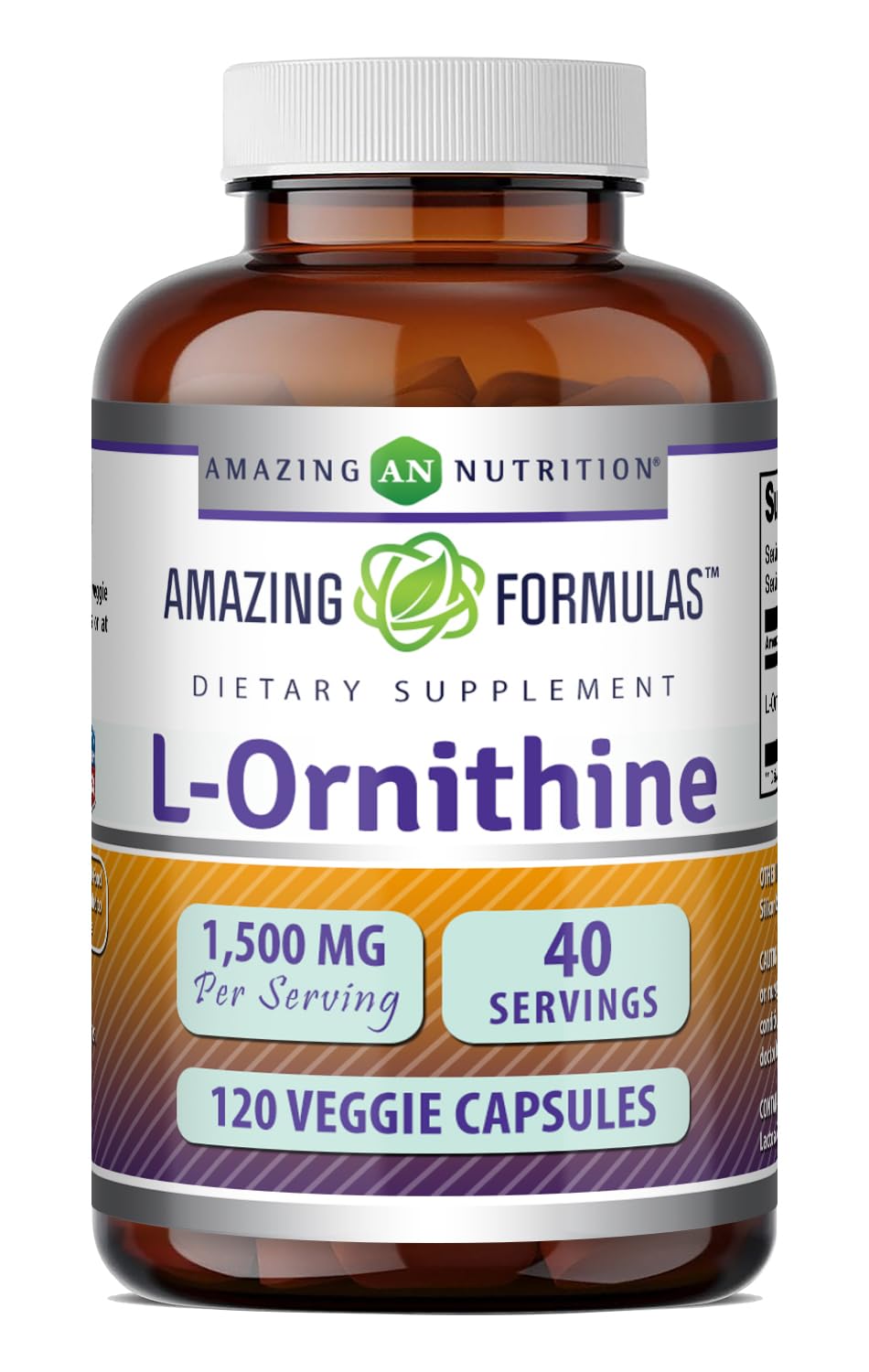 Amazing Formulas L-Ornithine 1500 mg Per Serving Veggie Capsules