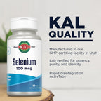 KAL Selenium Yeast Free Tablets 100 Mcg - 100 Count - image 4