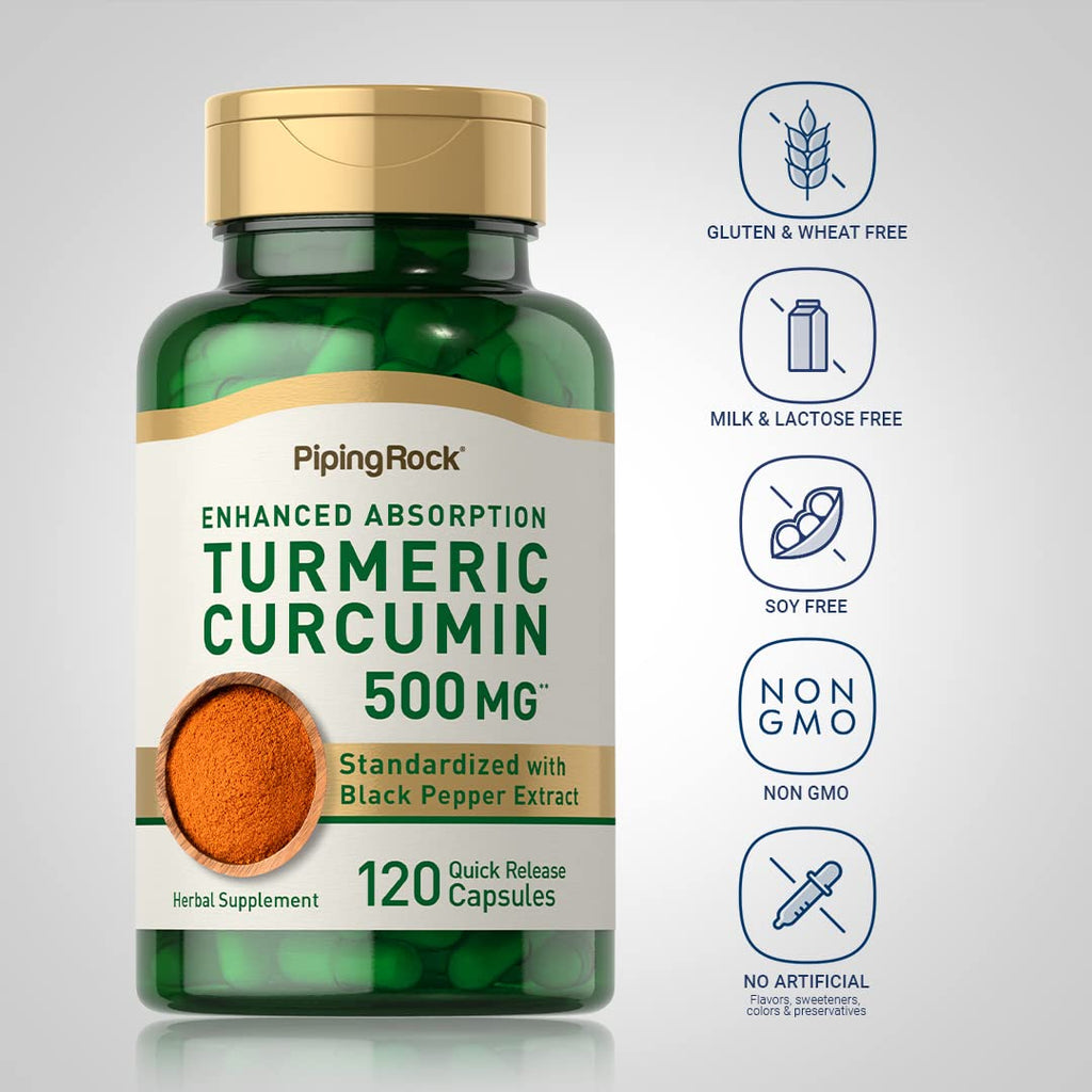 Piping Rock Turmeric Curcumin with Black Pepper - 120 Capsules - image 3