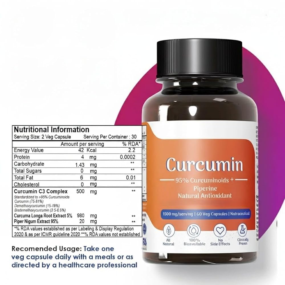 Generic Organic Curcumin with Piperine 800mg - 60 Vegetable Capsules - image 5