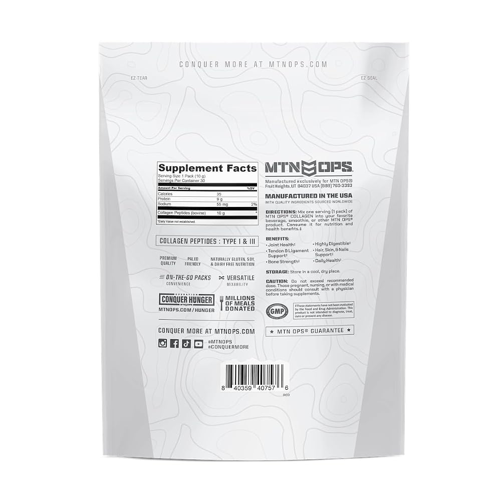 MTN OPS Collagen Peptides Stick Packs Unflavored - 20 Ounce - image 8