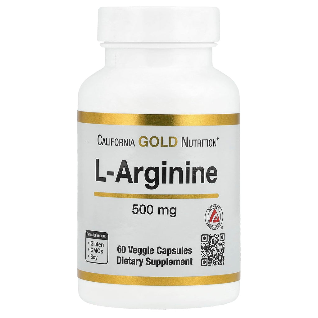 California Gold Nutrition L-Arginine 500 mg - 60 Vegetarian Capsules