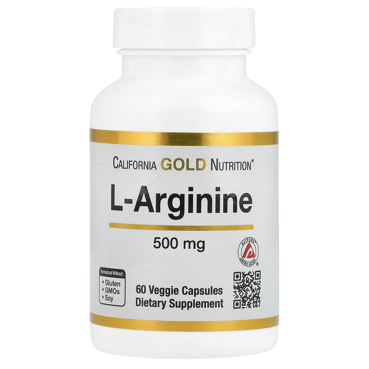 California Gold Nutrition L-Arginine 500 mg - 60 Vegetarian Capsules