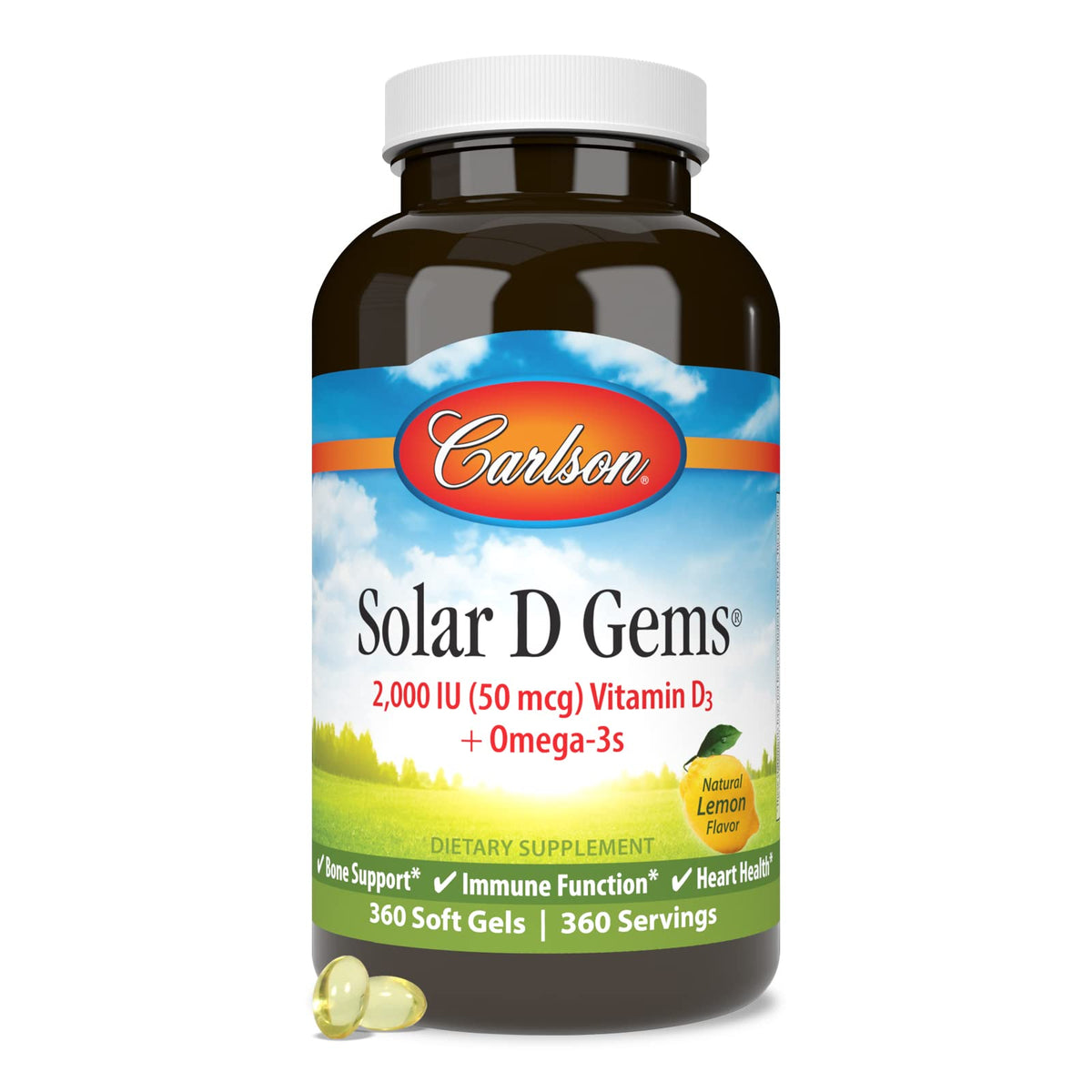Carlson Solar D Gems Vitamin D3 2000 IU - 360 Softgels - image 5