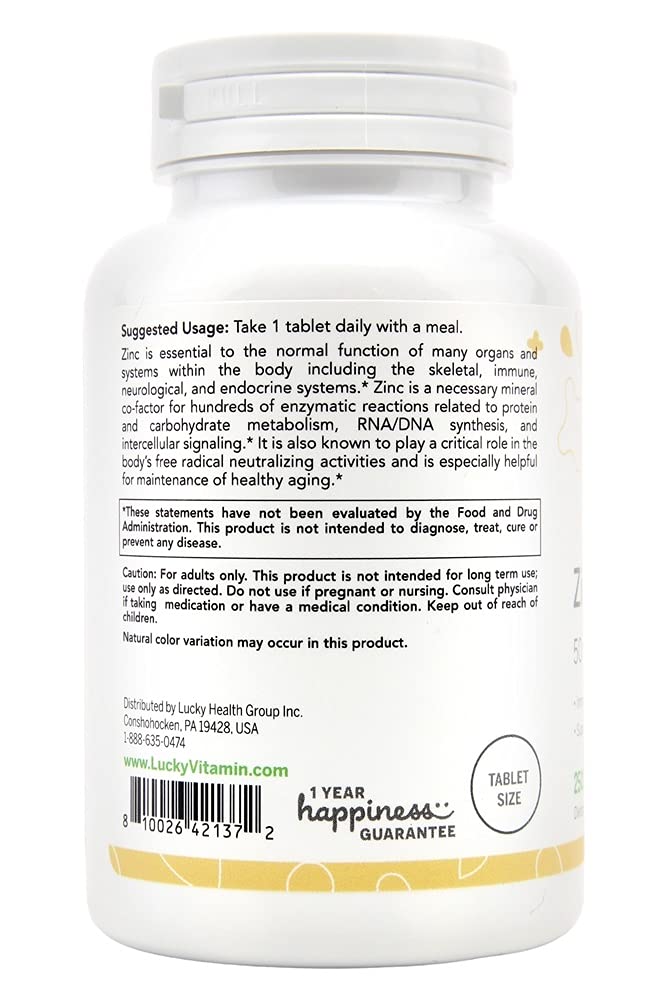 Lucky Vitamin Zinc Gluconate 50 mg - 250 Tablets - image 3