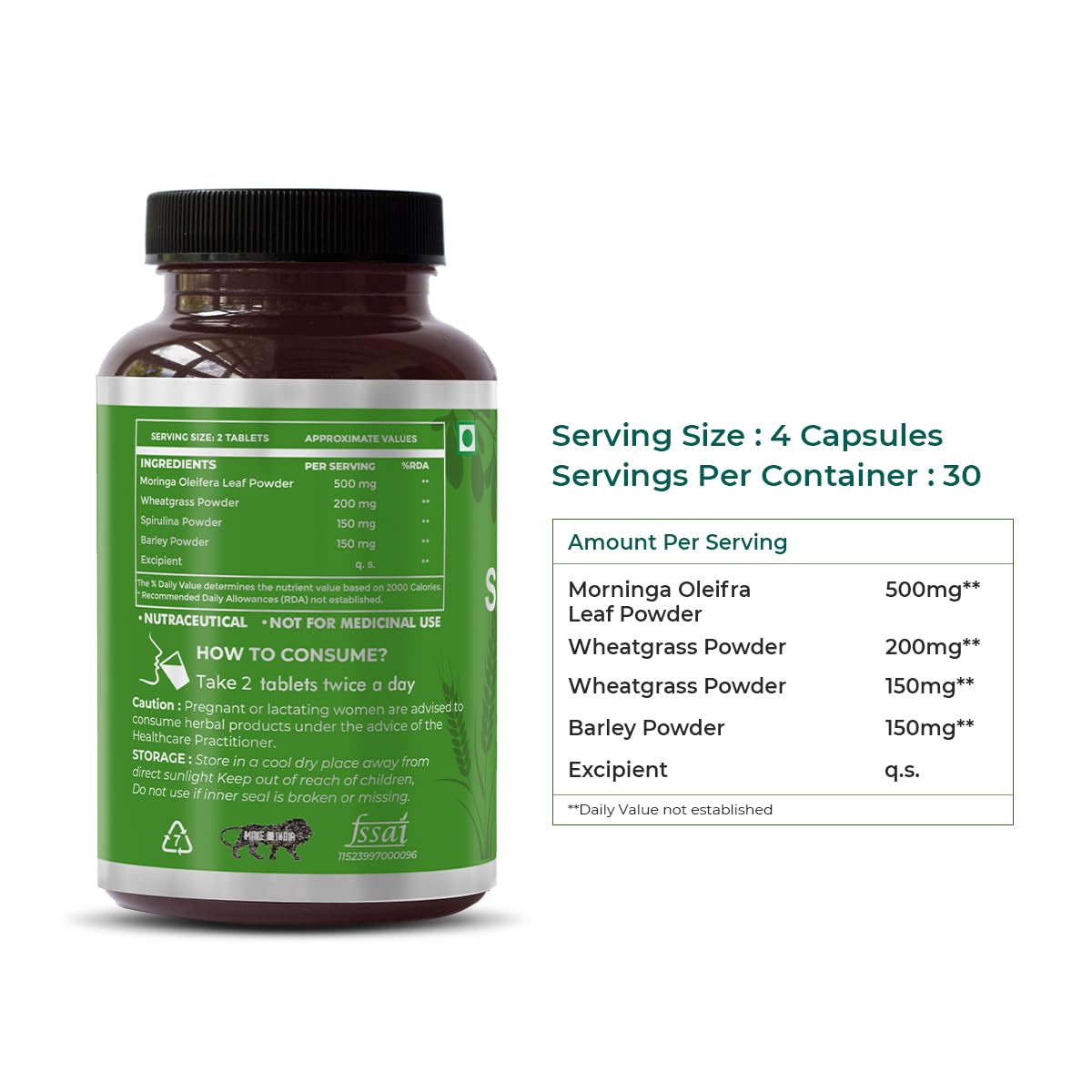 SAPTAMVEDA Natural Supergreen Multivitamin - 120 Tablets - image 3