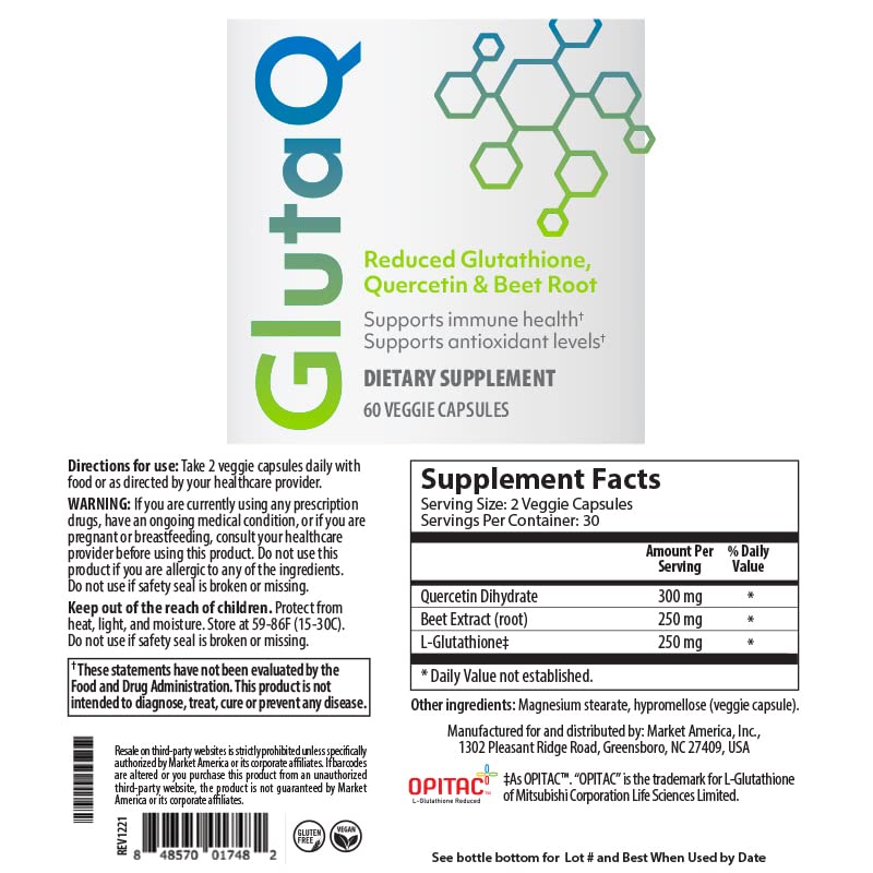 GlutaQ Antioxidant Supplement with Glutathione & Quercetin - 60 Capsules - image 4