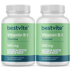 BESTVITE Vitamin B-1 (Thiamin) 500mg - No Stearates - Vegan - Non GMO