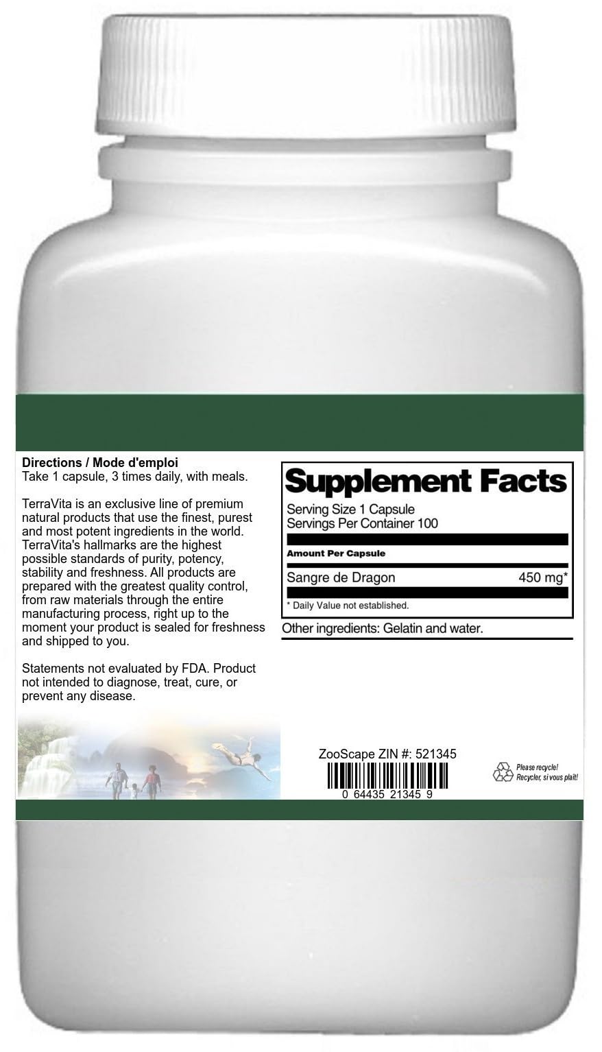 Terravita Sangre de Dragon - 450 mg (100 Capsules, ZIN: 521345)