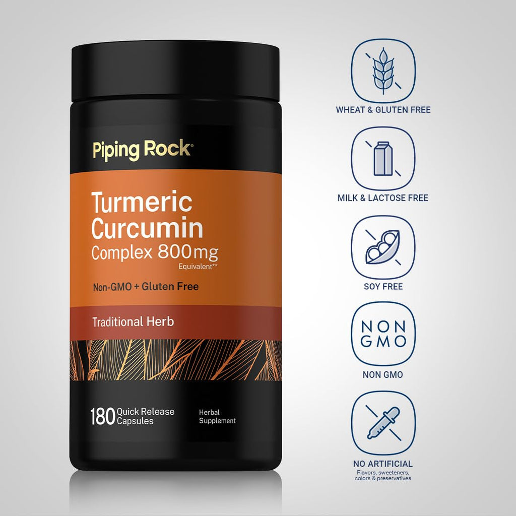 Piping Rock Turmeric Curcumin Supplement - 180 Capsules - image 3
