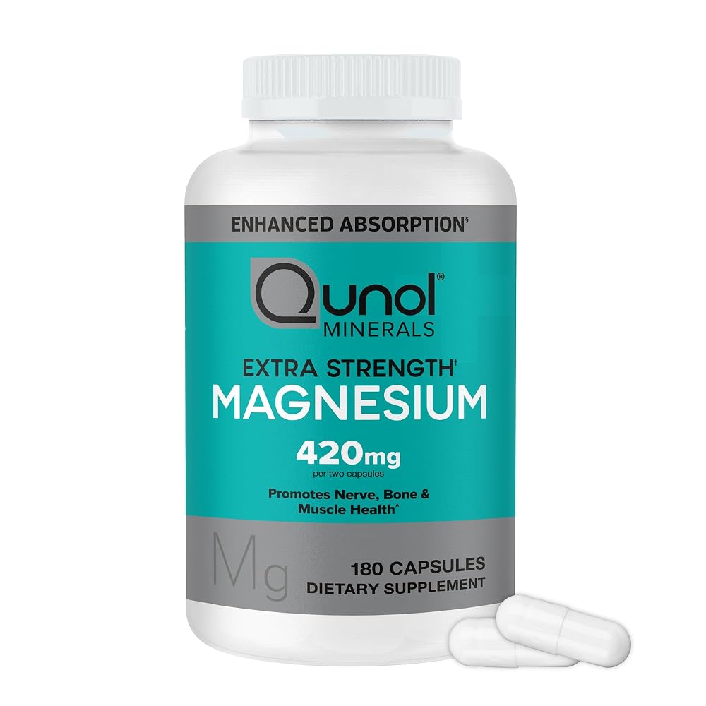 Qunol Magnesium 420mg Extra Strength - 180 Vegetarian Capsules