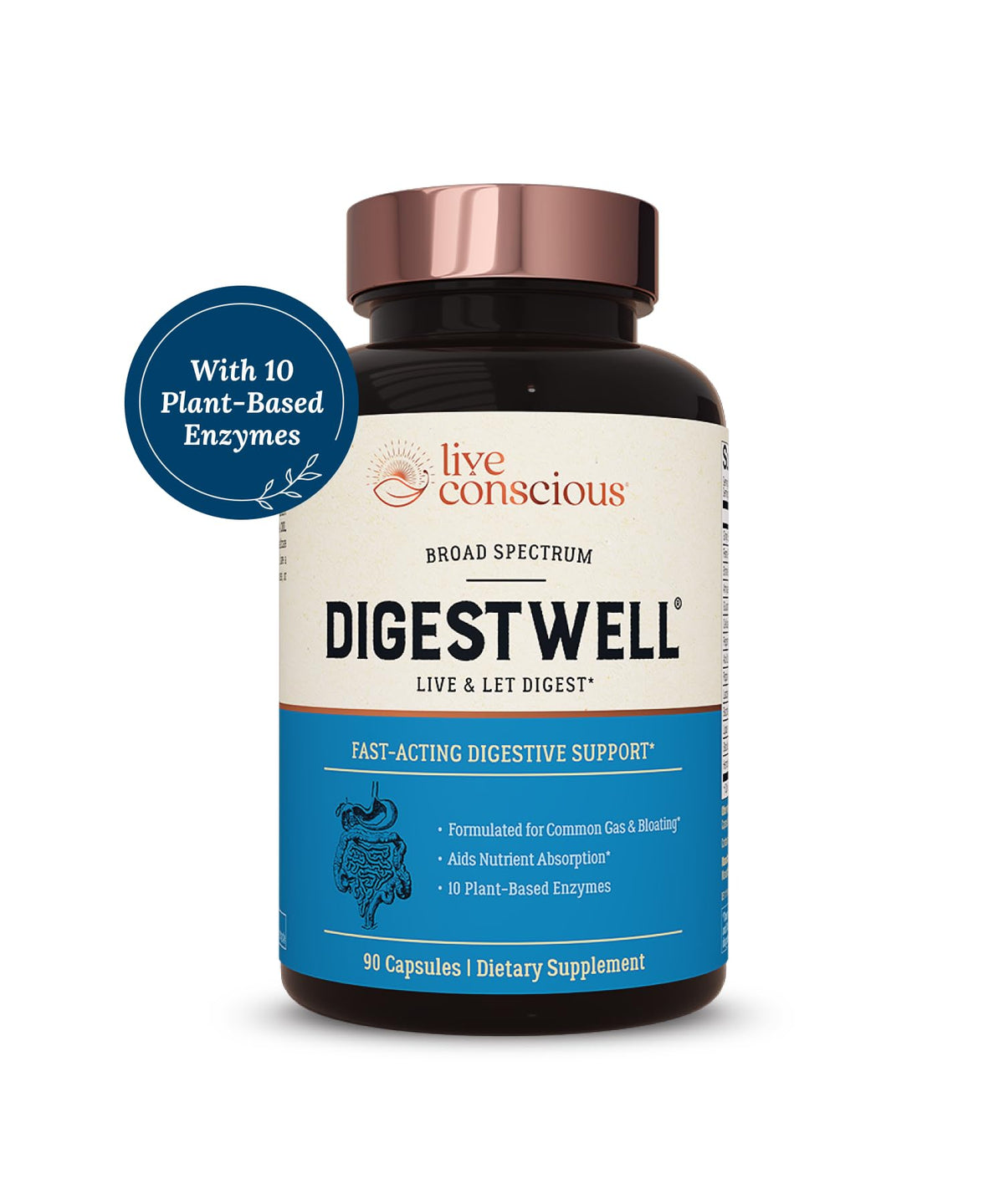 Live Conscious DigestWell Immediate Support Digestive Enzyme - 90 Capsules - image 2